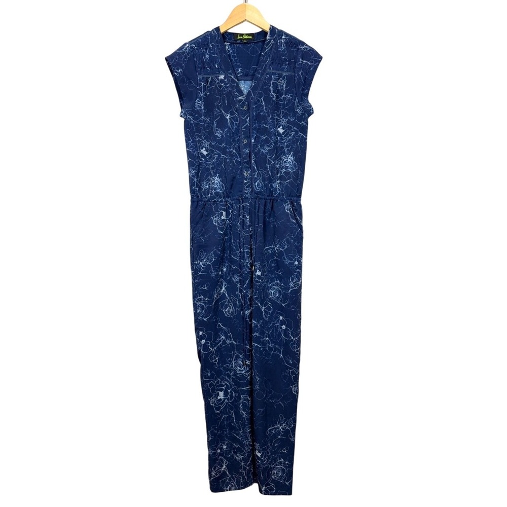 Sam Edelman Blue Floral Print Sleeveless Wide Leg Jumpsuit Women's Size 4